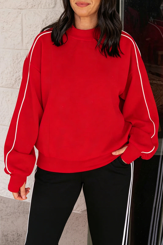 Fiery Red Stand Neck Regular Fit Sweatshirt