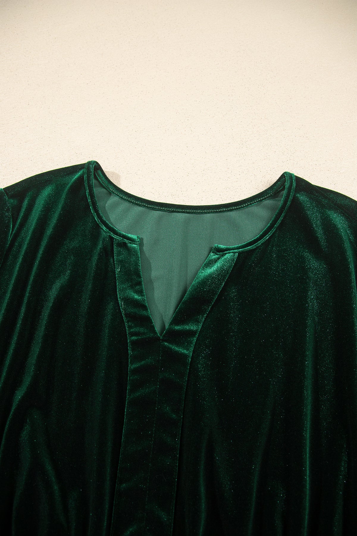 Blackish Green V Neck Velvet Plus Size Maxi Dress