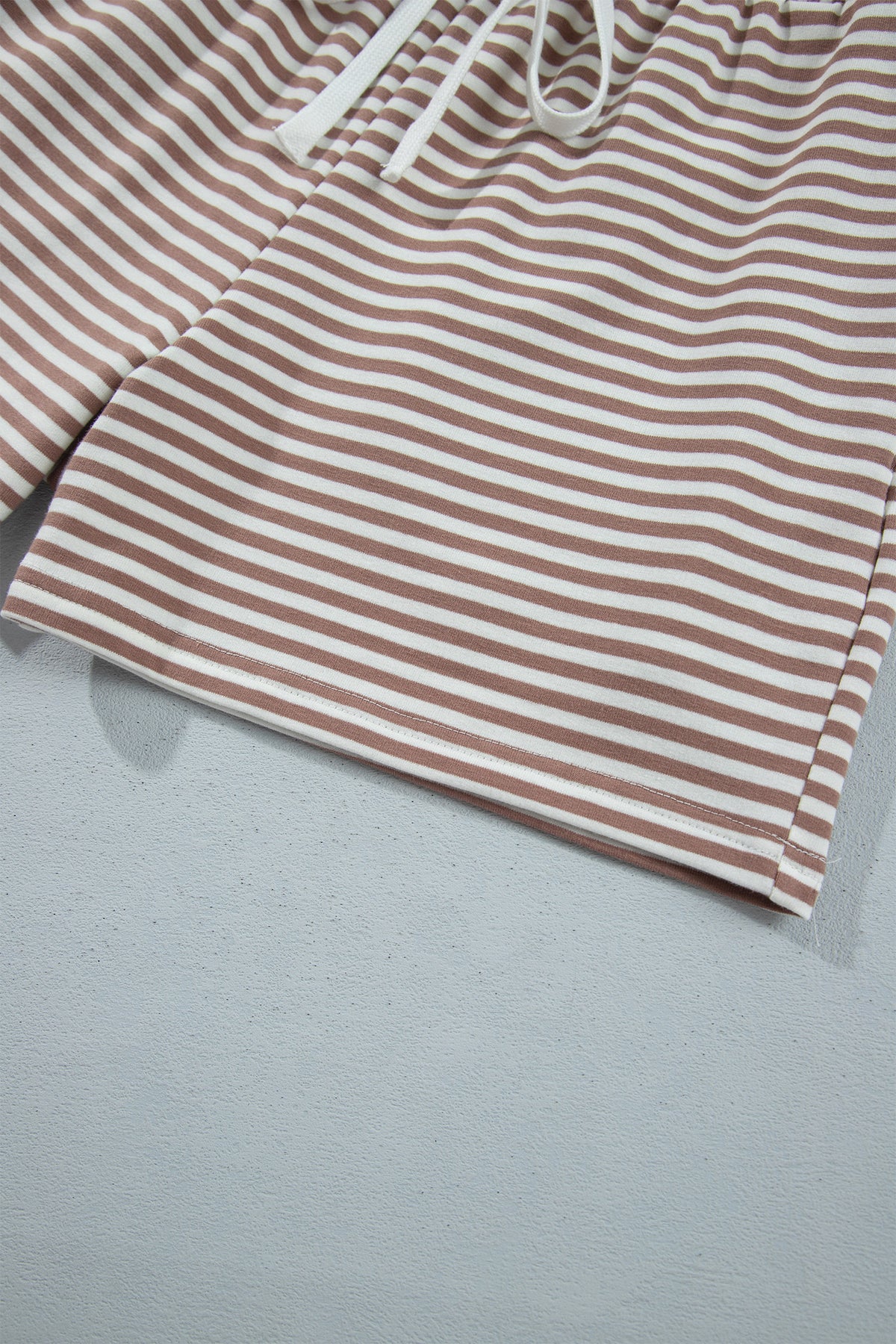 Khaki Stripe Color Block Top and Shorts Set