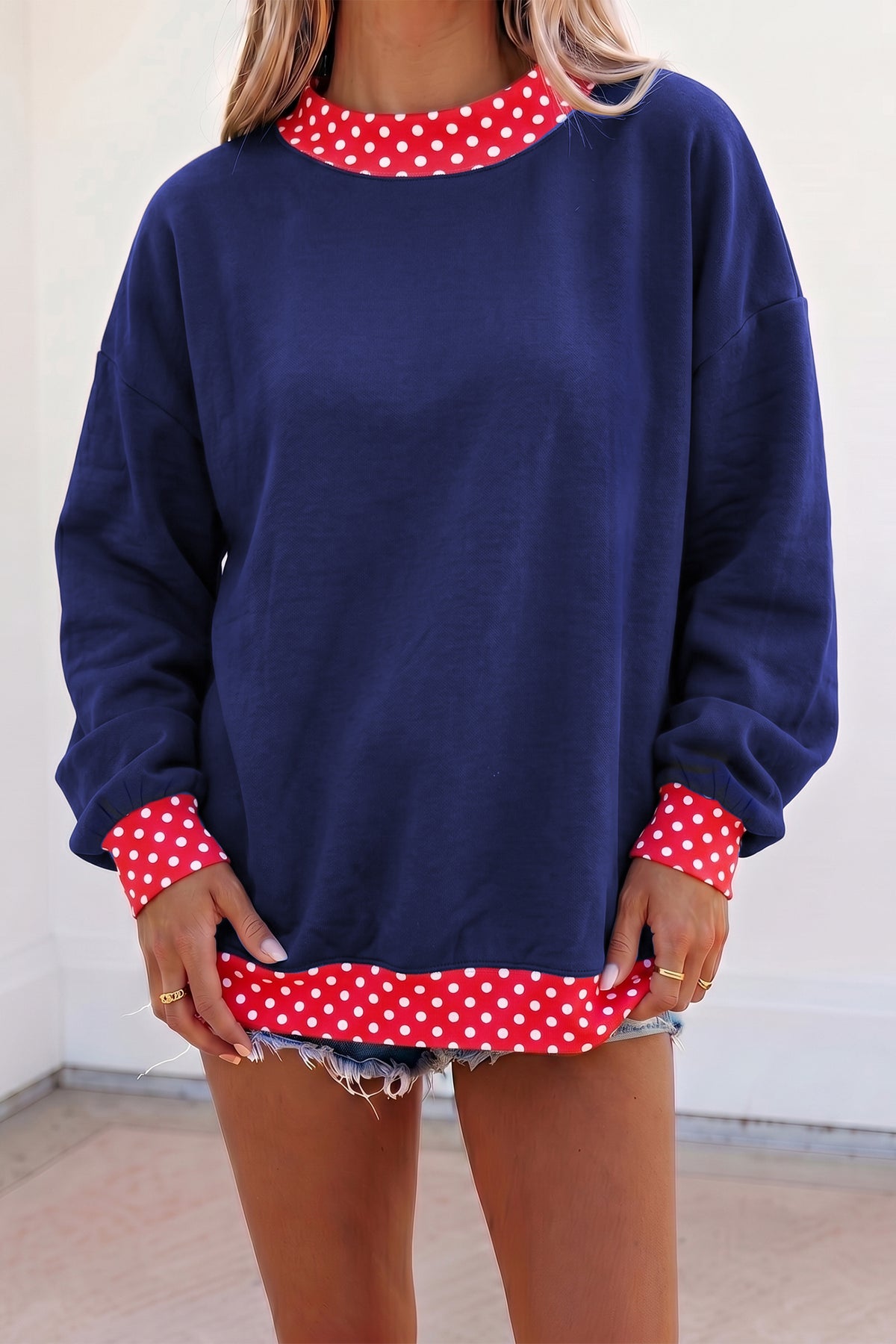 Tillandsia Purple Polka Dot Oversized Sweatshirt