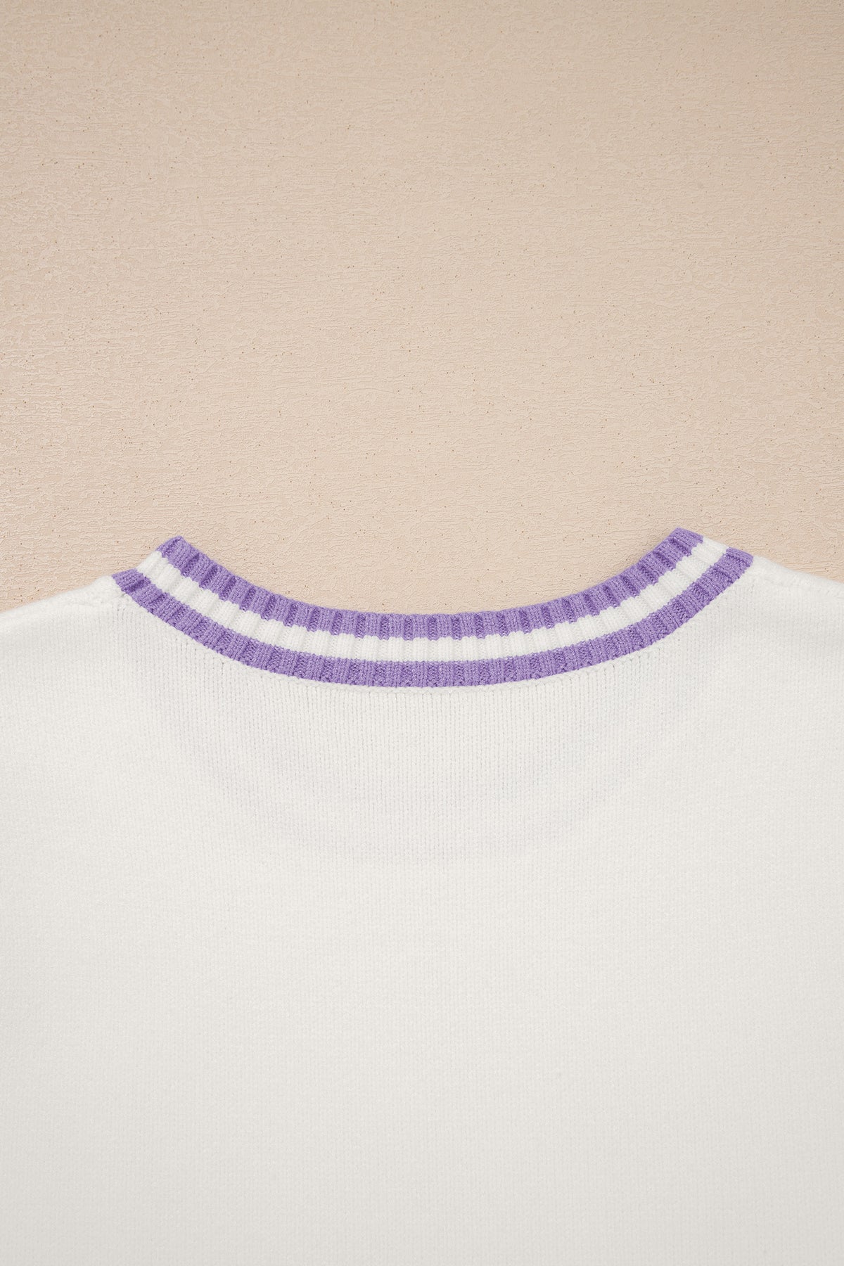 White Mardi Gras Tinsel Letter Graphic Short Sleeve Sweater