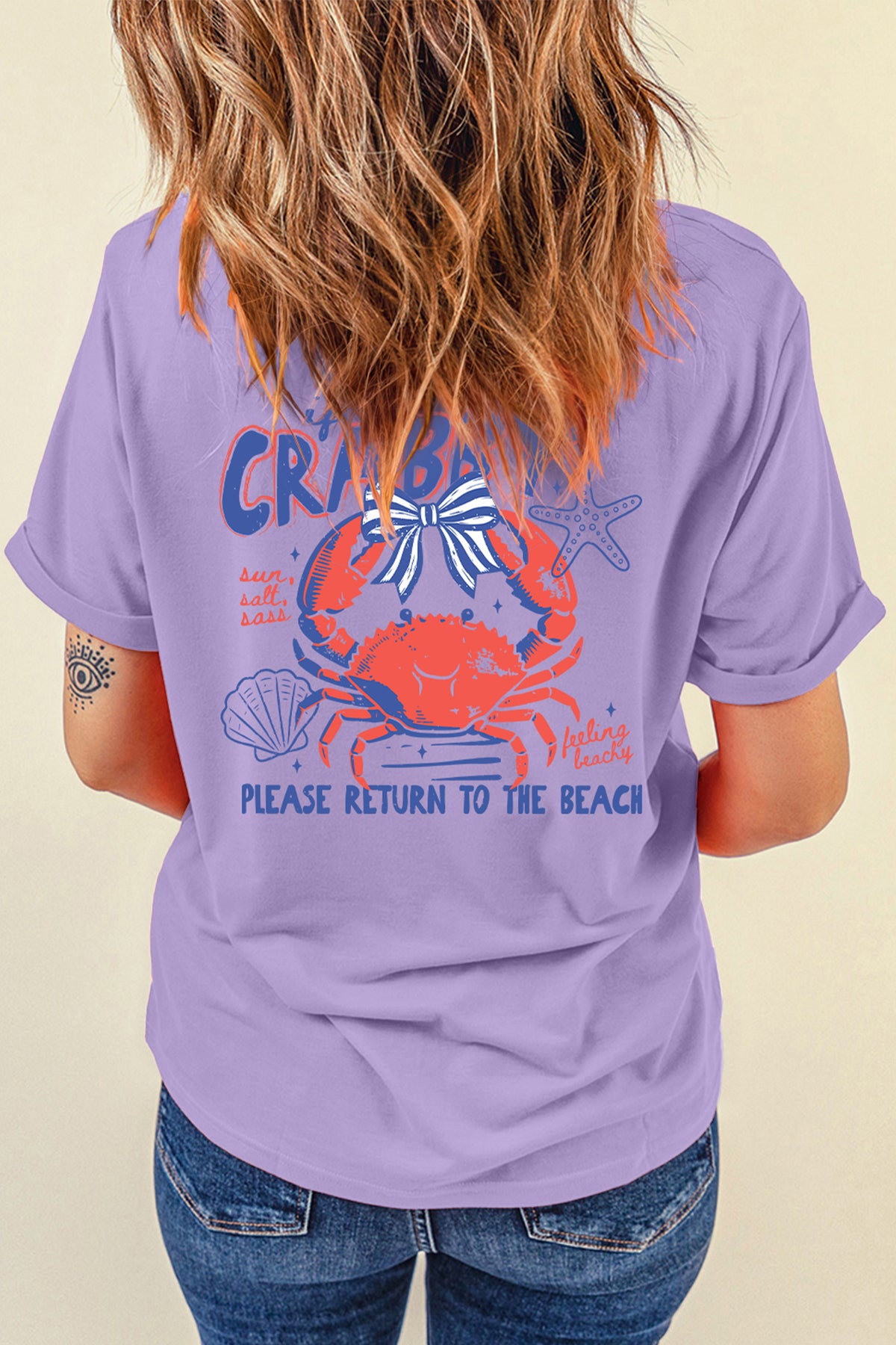 Orchid Petal CRABBY Beach Day Graphic T-Shirt