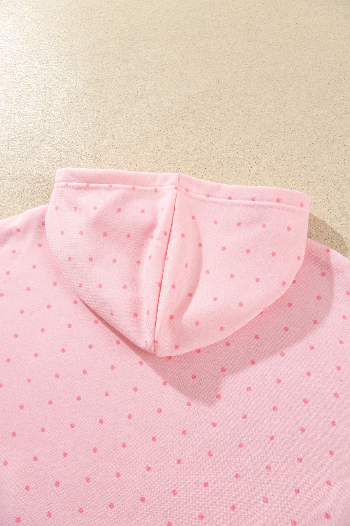 Pink Polka Dot Printed Oversized Hoodie Casual Shorts Set