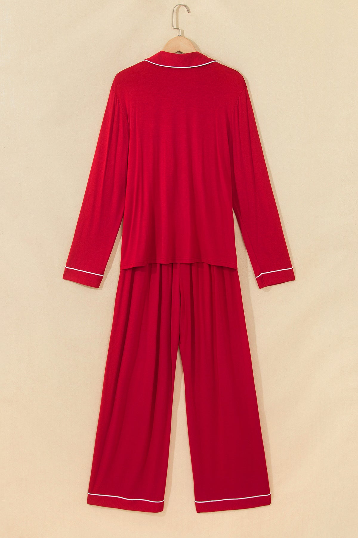 Racing Red Bow Pocket Long Sleeve Pajama Set
