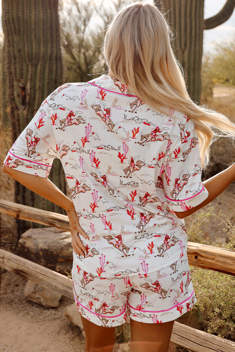 White Cowgirl Country Print Pajama Set