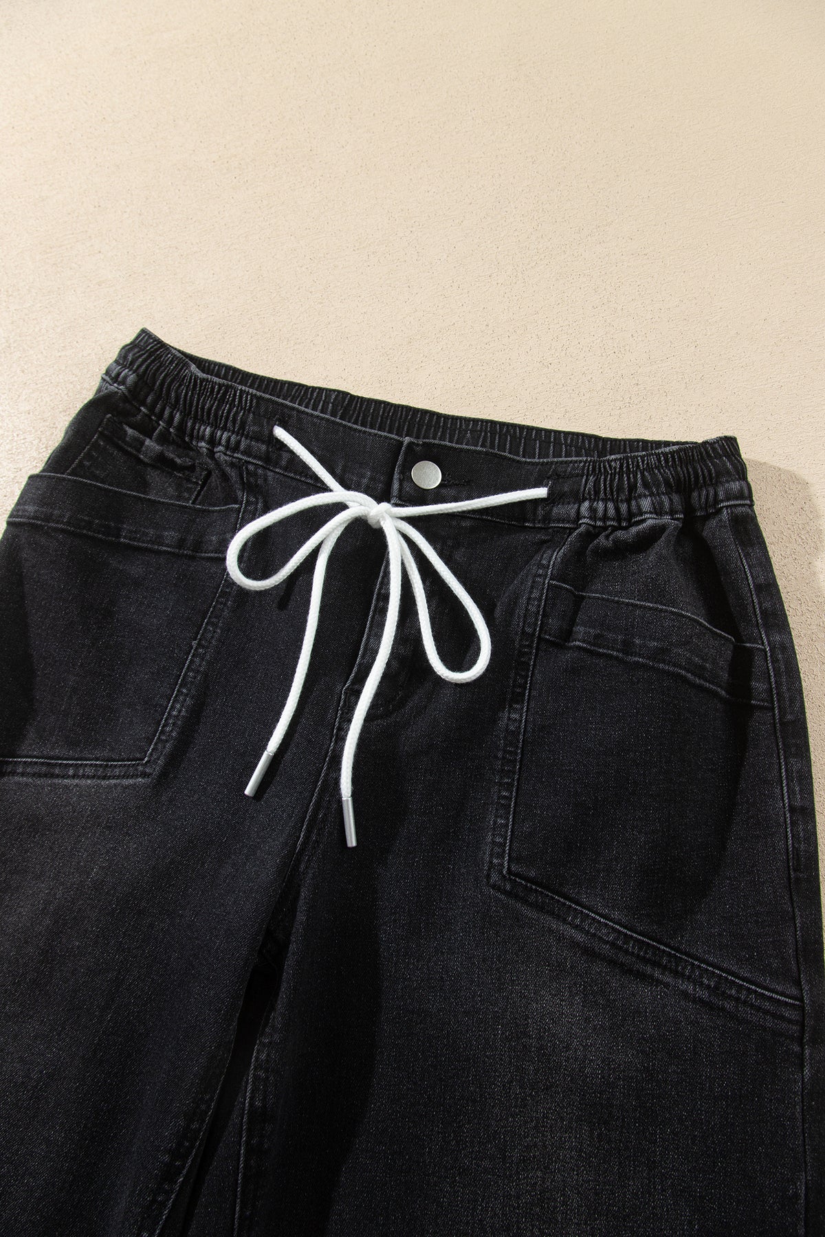 Ashleigh Blue Drawstring Waist Ankle Length Jeans Pocket Denim Pants