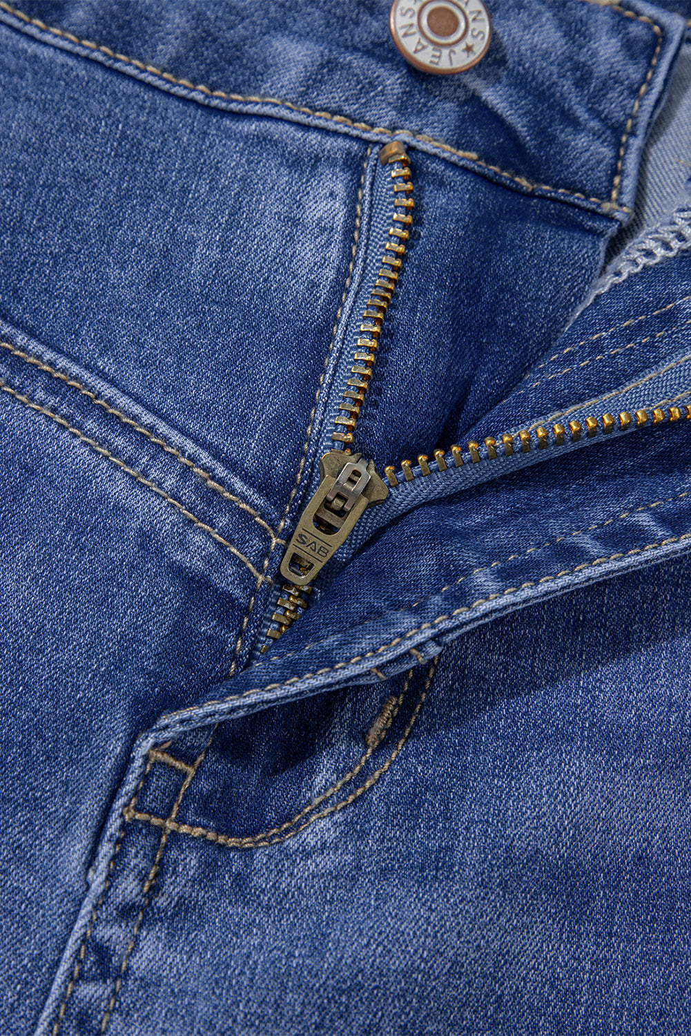 Beau Blue Tailored Center Seam Straight Loose High Rise Jeans