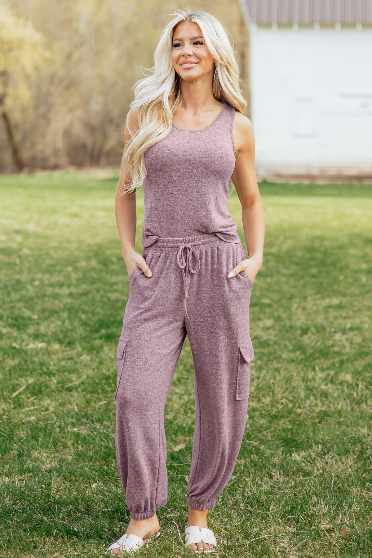 Orchid Bouquet Casual Tank Top Drawstring Jogger Pants 2pcs Outfit