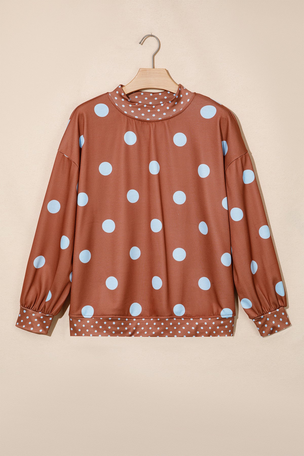 Red Polka Dot Print Contrast Oversized Tunic Sweatshirt