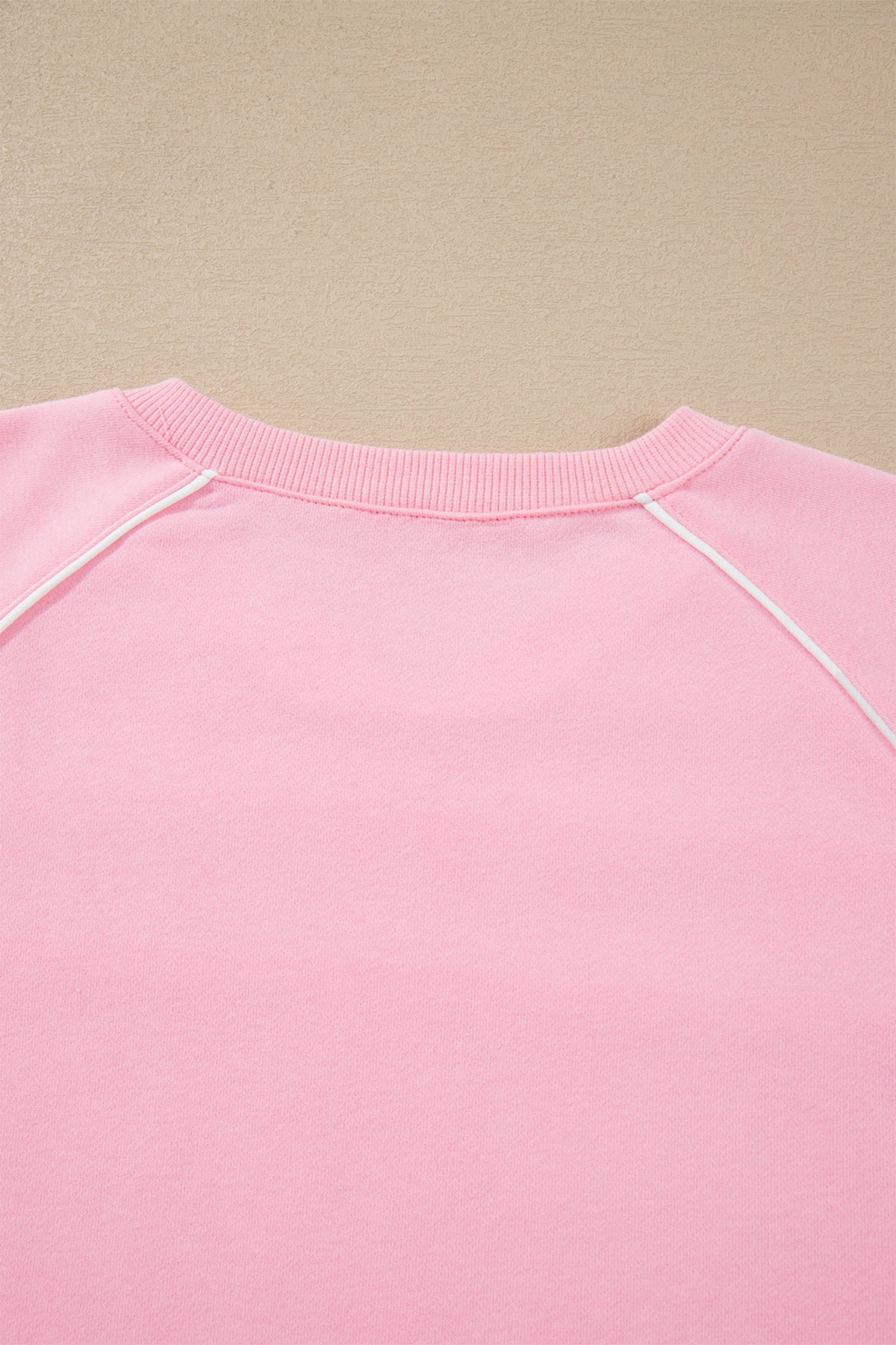 Women's Pink Piping Trim Long Sporty Pullover Shorts Set