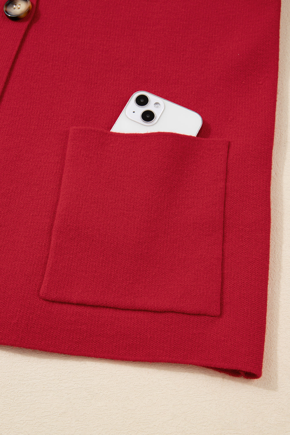 Fiery Red Collared Button Front Wrapped Cardigan Jacket