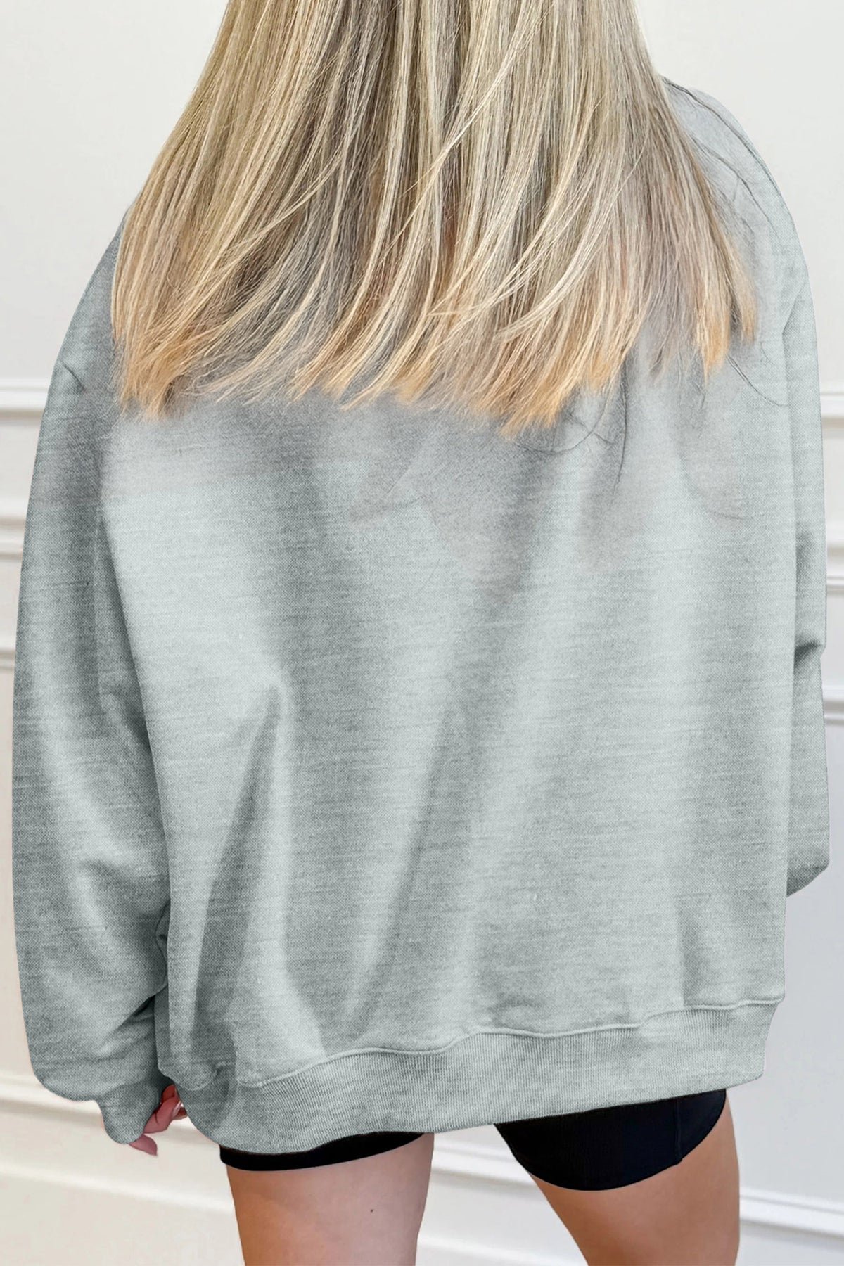 Gray Oversize Camouflage Reindeer Print Mock Neck Sweatshirt