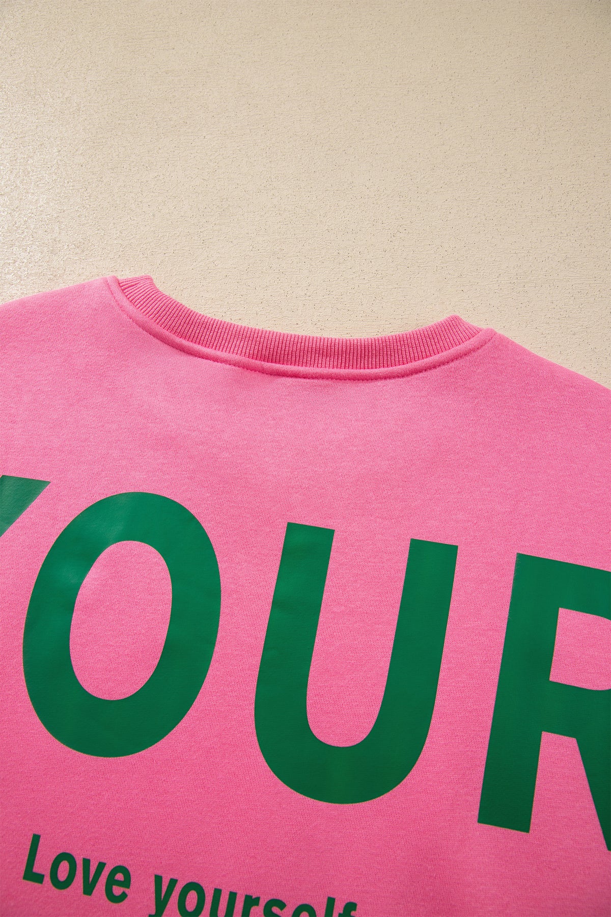 Sachet Pink Slogan Print Round Neck Sweatshirt