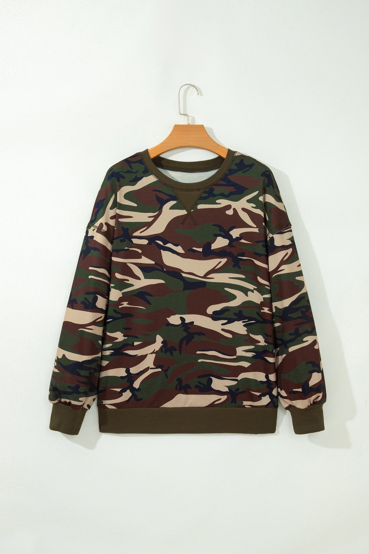Multicolour Camouflage Print Round Neck Sweatshirt