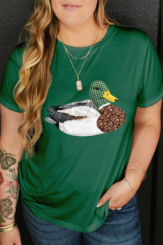 Dark Green Faux Mallard Duck Plus Size Graphic Tee