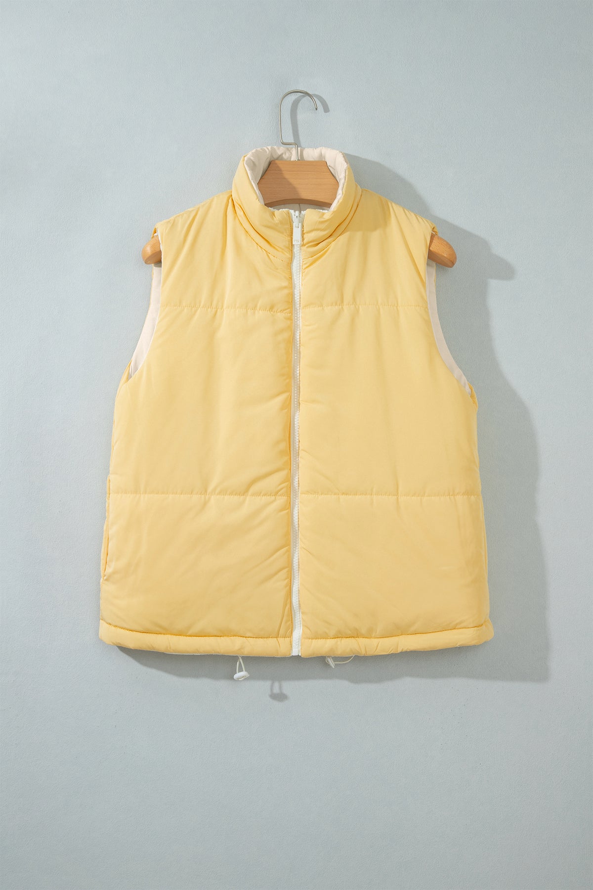 Parchment Reversible Double Wear Color Stand Neck Zip Pocket Quilted Vest