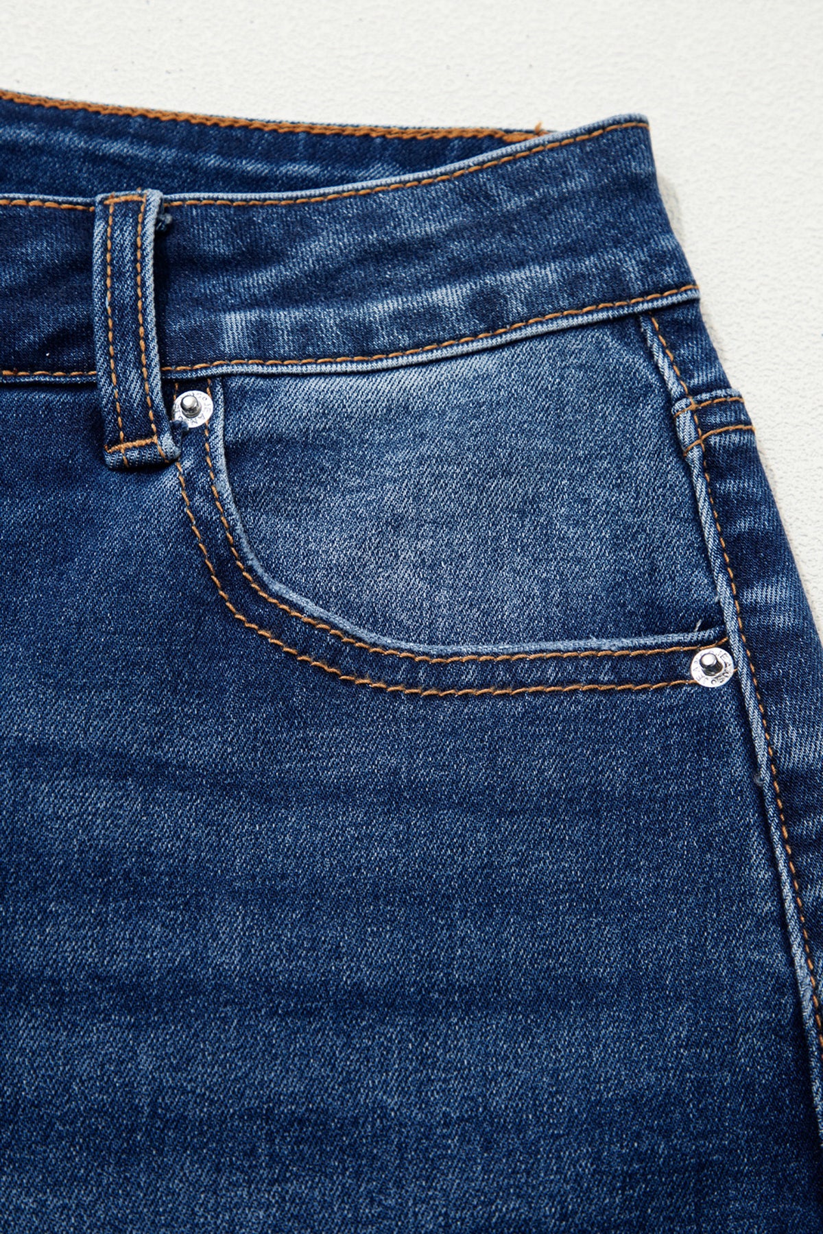 Sky Blue Chic Seam Raw Hem Ankle Length Jeans