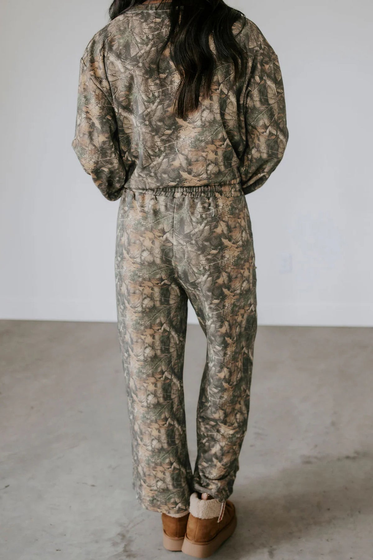 Women's Green Abstract Print Long-Sleeve Pants Set