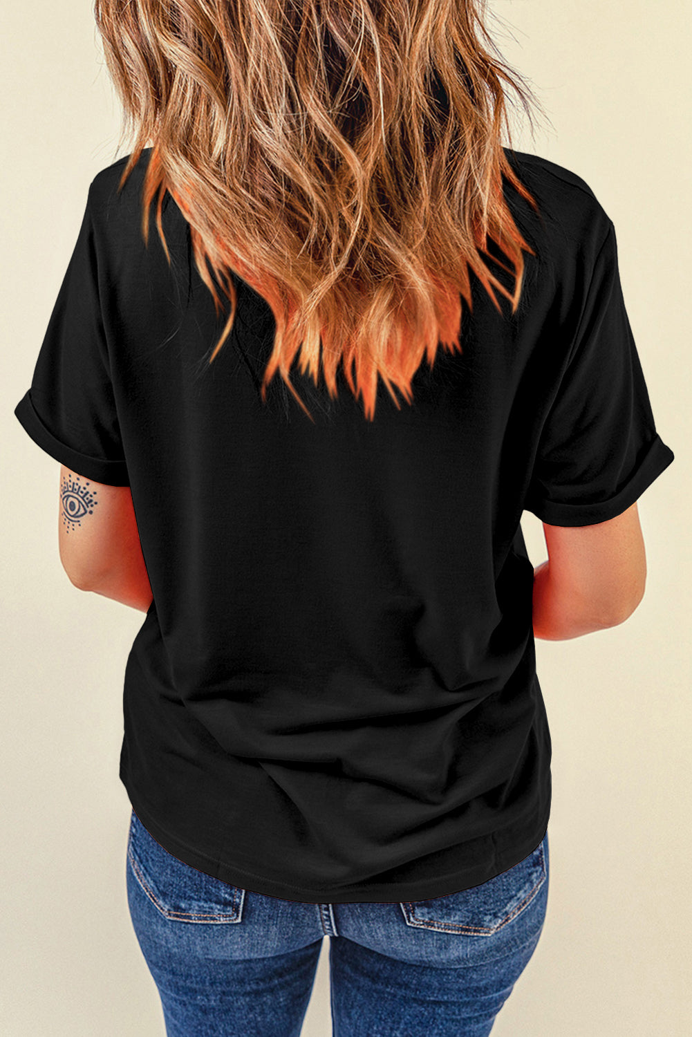 Black Colorful Floral Bunny Graphic Easter T-Shirt