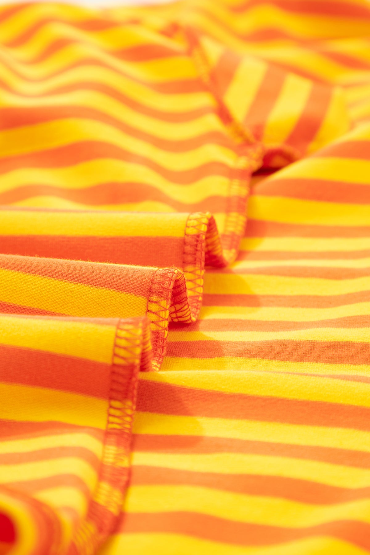 Orange Stripe Contrast Crew Neck Drop Shoulder Loose Tee