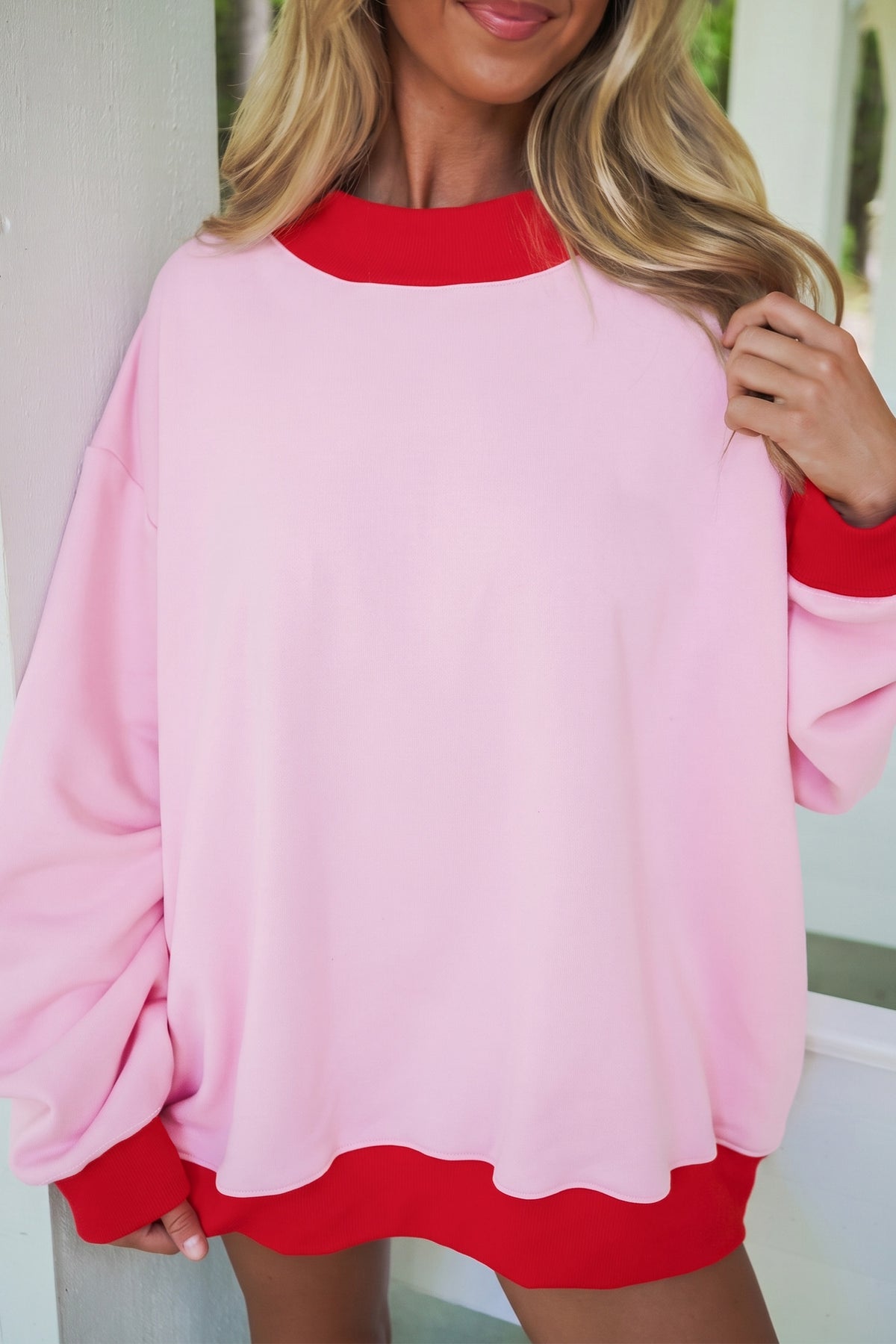 Dirty blue Colorblock Trim Crewneck Sweatshirt