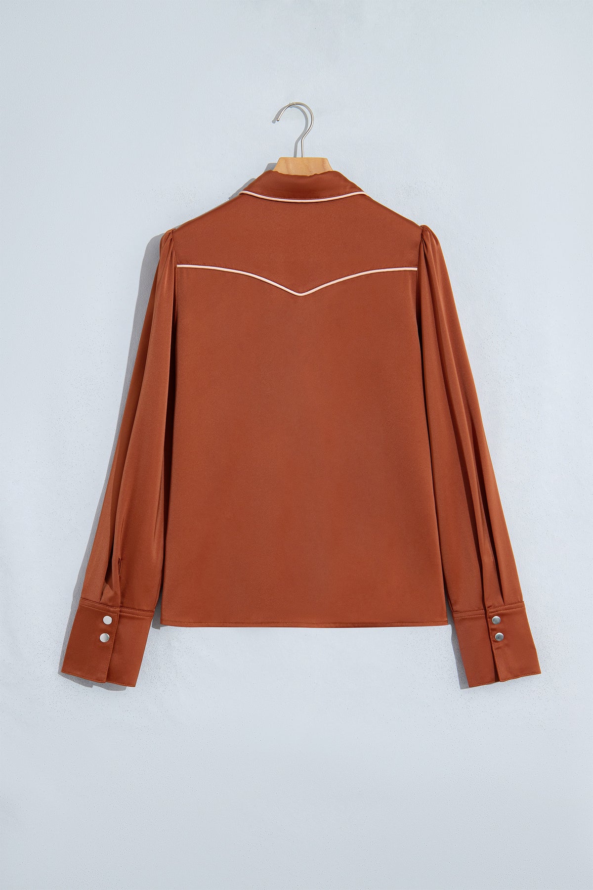 Cinnamon Silky Button Front Western Fashion Shirt