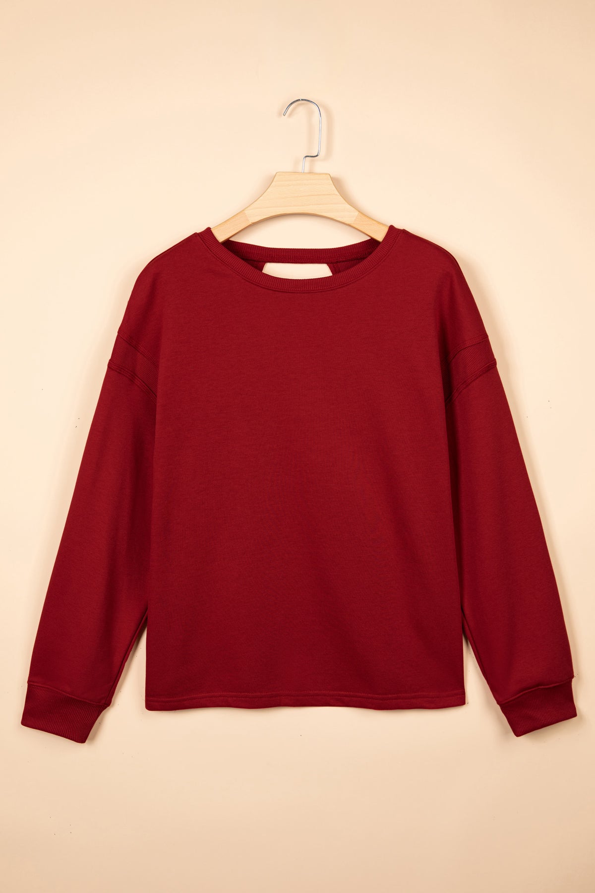 Racing Red Ribbed Cutout Back Sweatshirt
