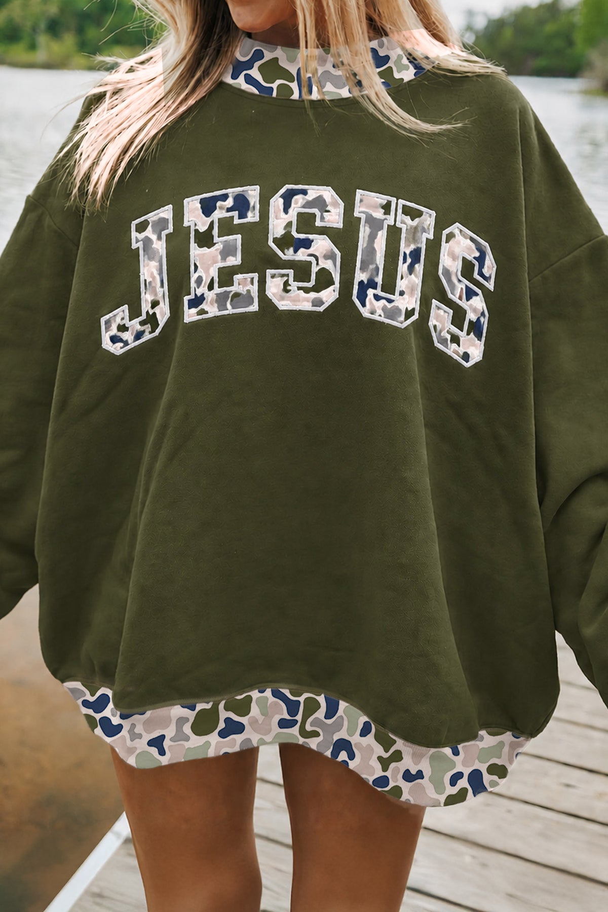 Four Leaf Clover Western Contrast Sweatshirt