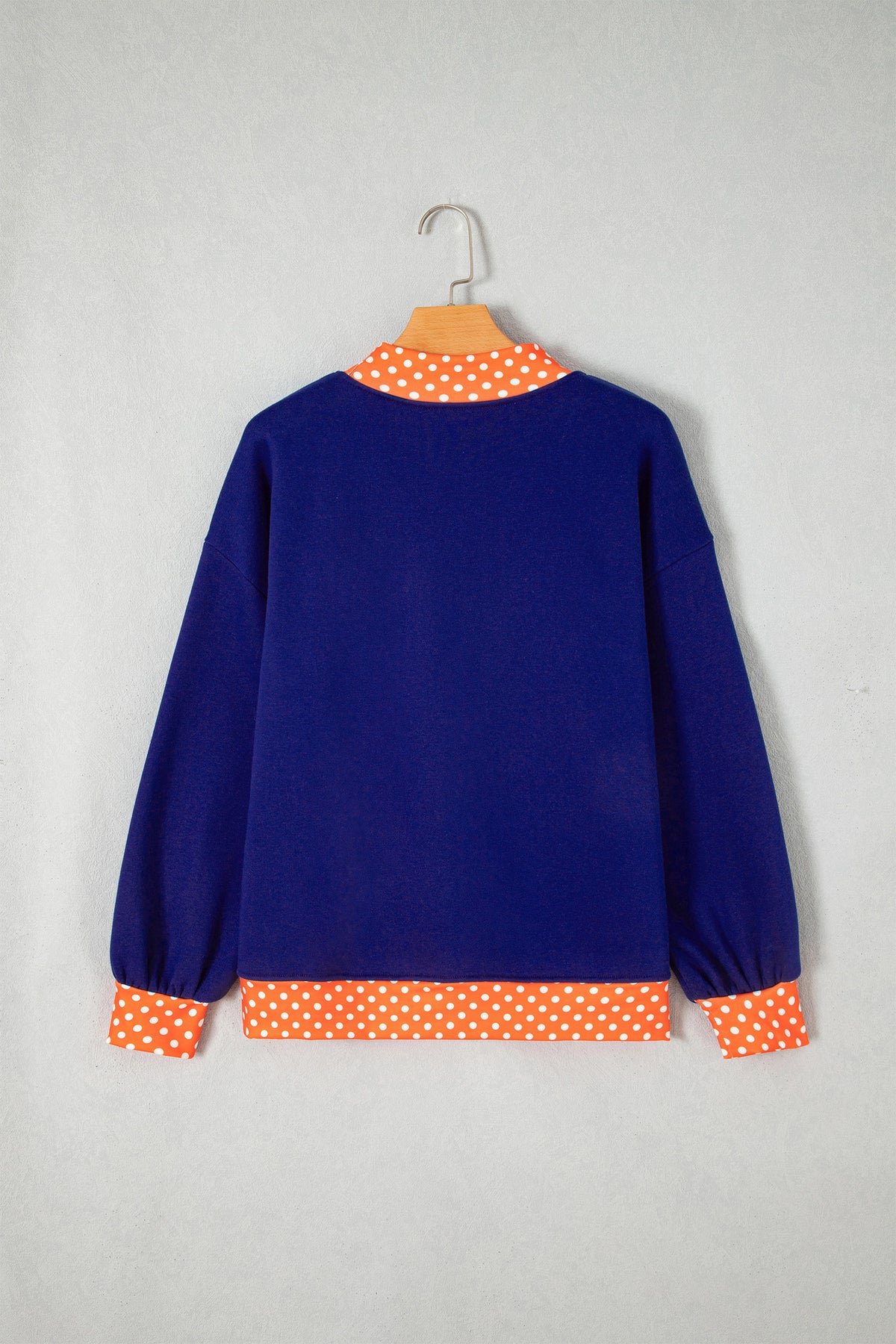 Dirty blue Polka Dot Letter Print Mock Neck Sweatshirt