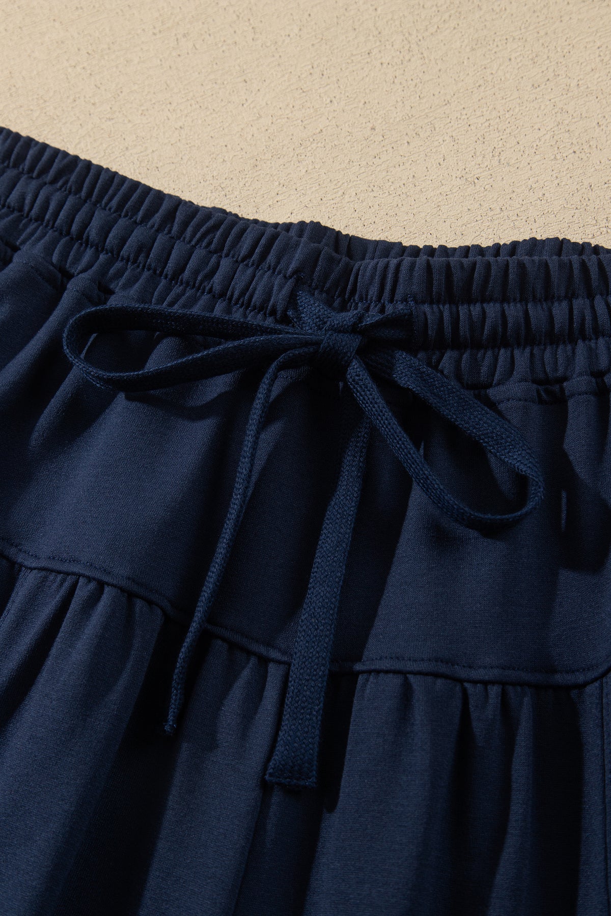 Dirty blue Elastic Waist Drawstring Wide Leg Full-Length Pants