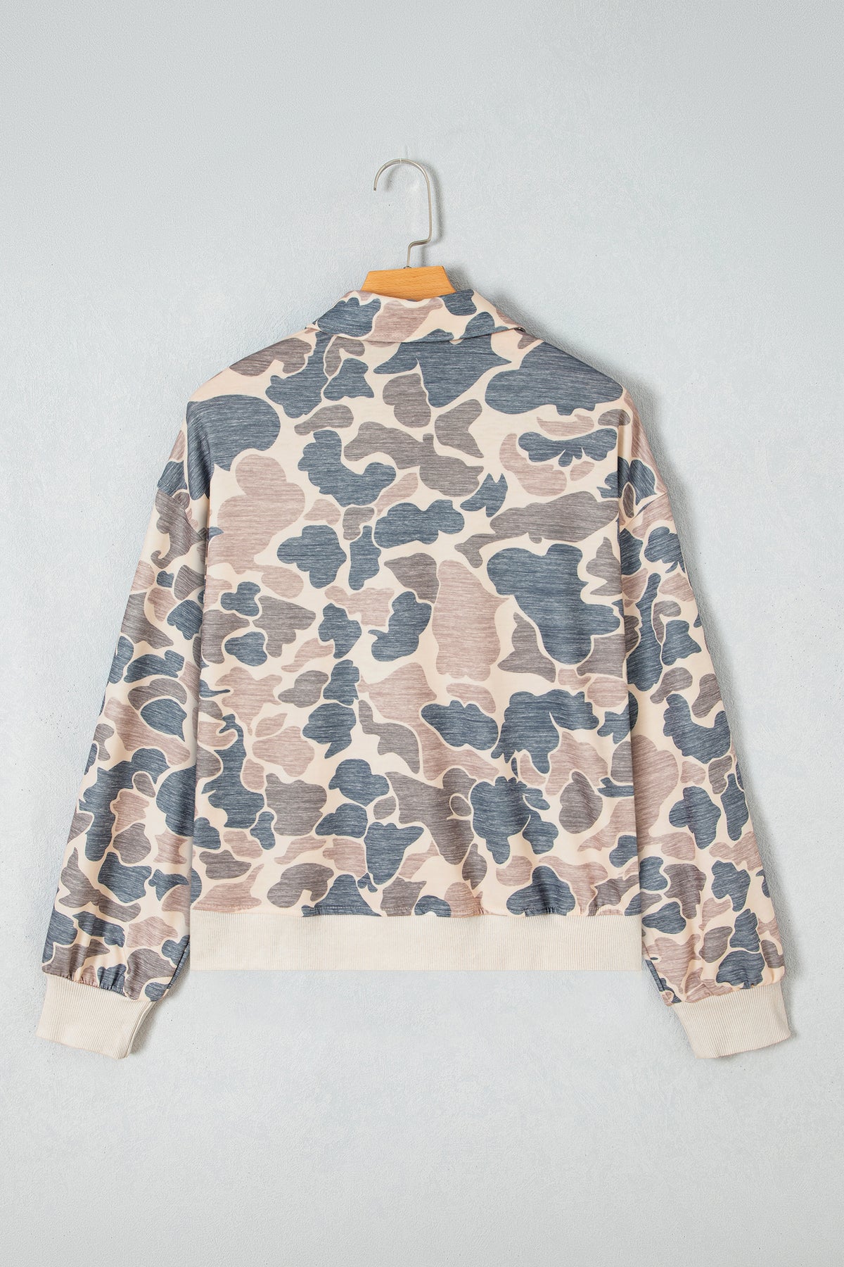 Multicolour Camouflage Collar Pullover Sweatshirt
