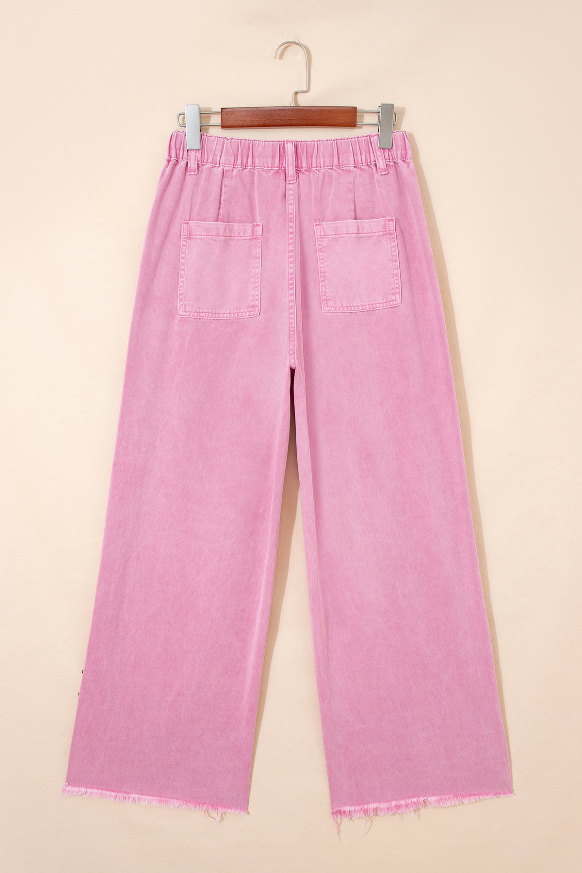 Pink Beaded Side Split Loose Jeans