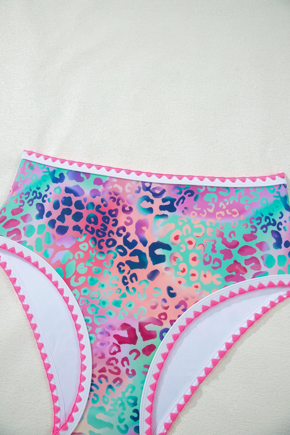 Pink Leopard Ricrac High-Waist Bikini