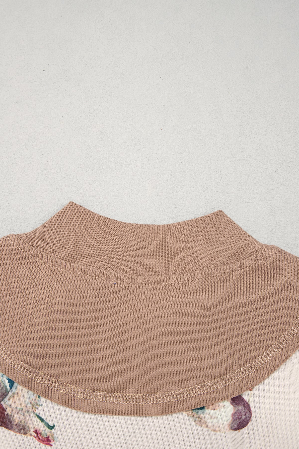 Beige Wild Mallard Print Color Block Zip Neck Tunic Top