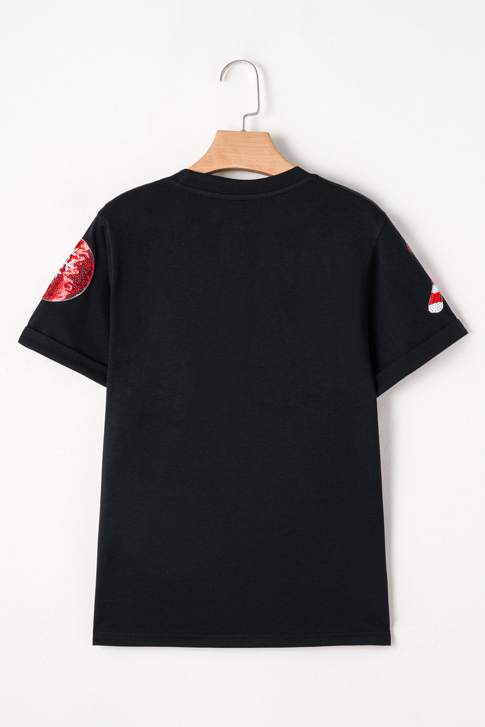 Black Sequin Christmas Essentials Graphic Crewneck T-Shirt