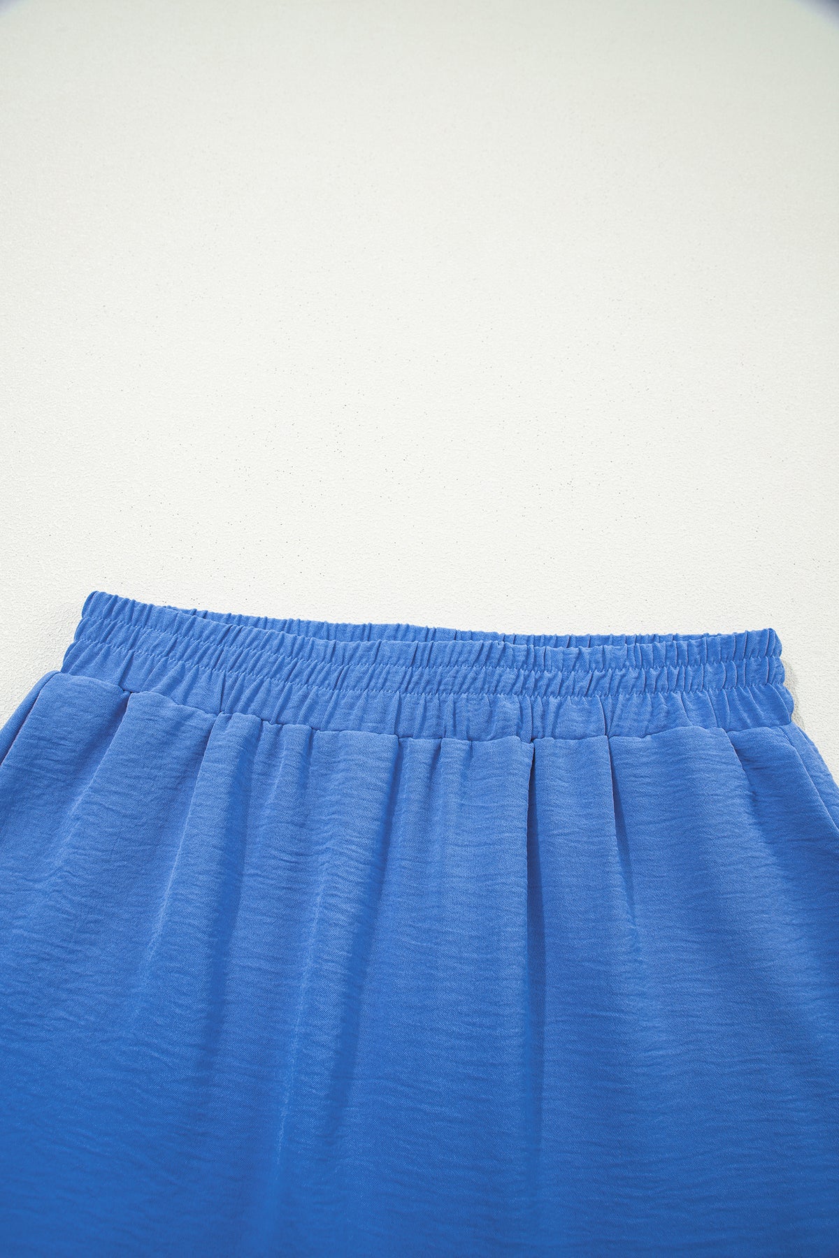 Sky Blue Solid Elastic Waist Casual Skort