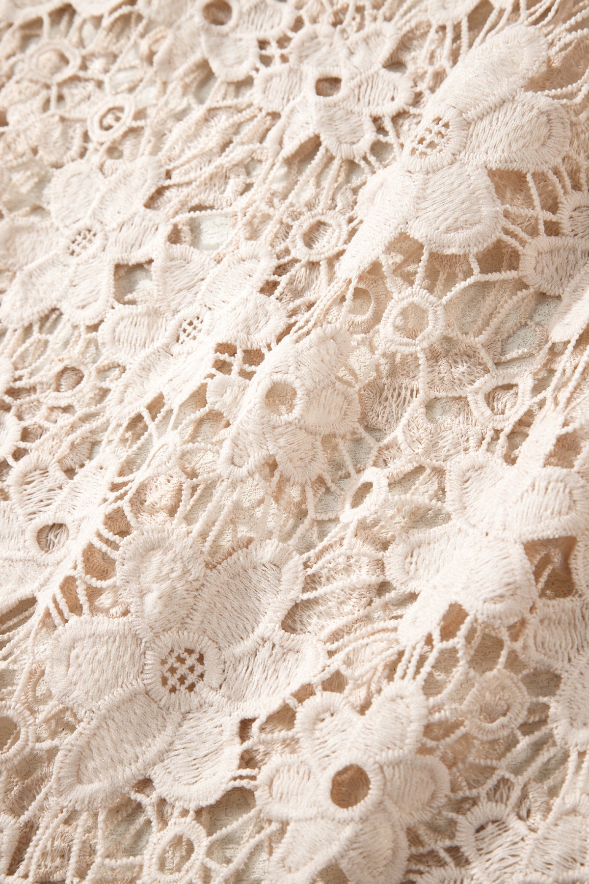 Beige Sheer Hollowed Floral Lace Hem Patchwork Halter Summer Dress