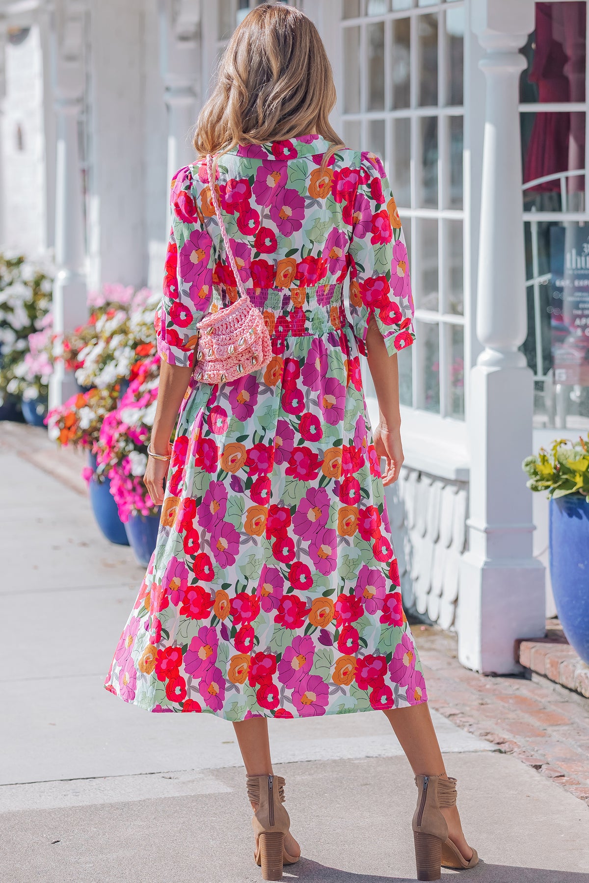 Rose Floral V-Neck Dress