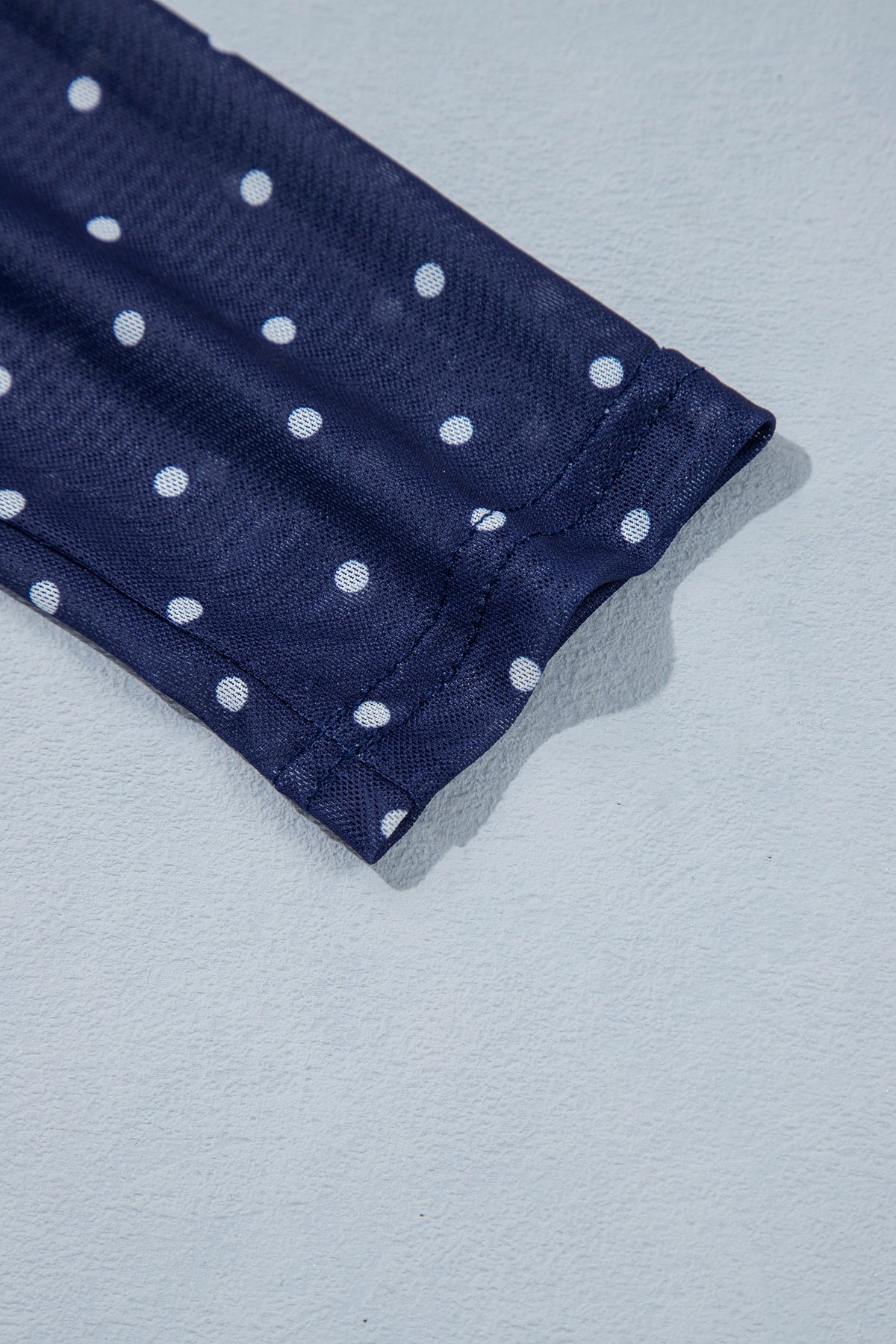Blue Off Shoulder Polka Dot Mesh Sheath Top