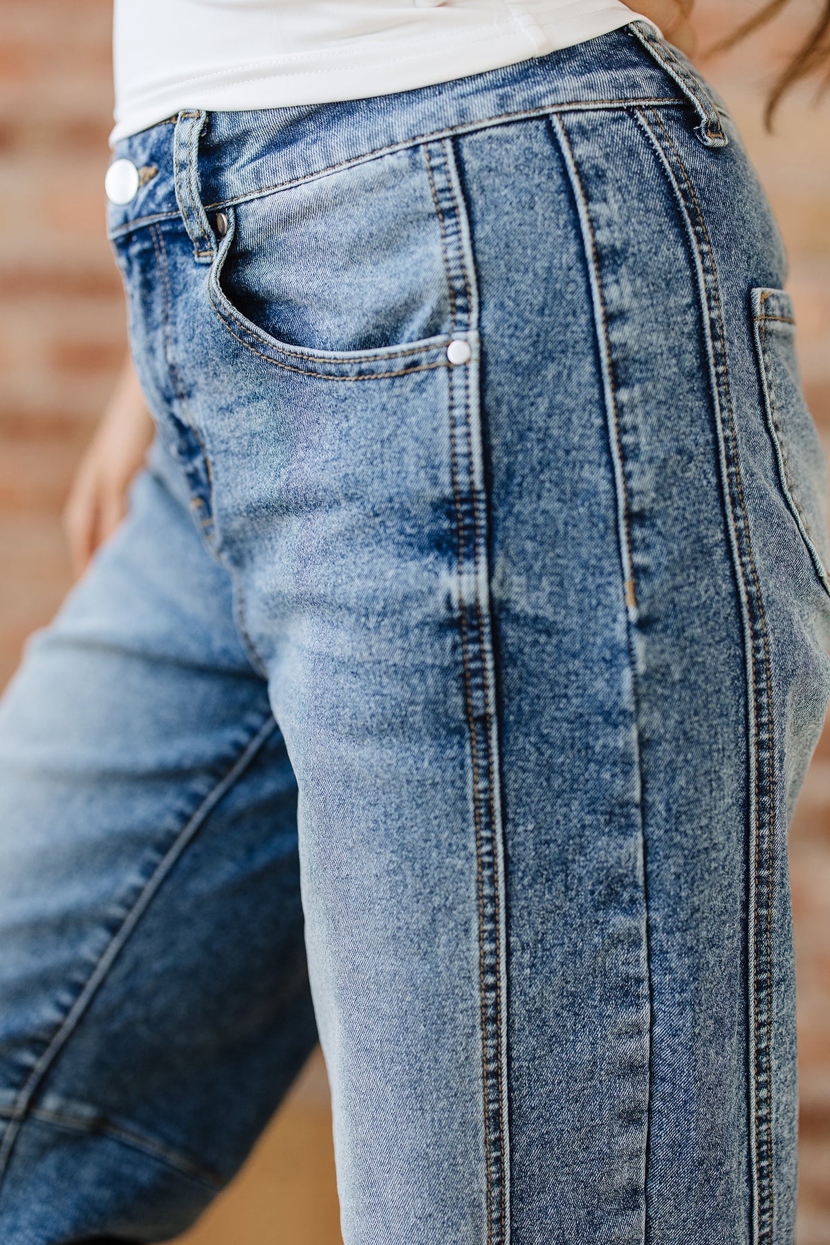 Dusk Blue Vintage Washed Seam Shift Jeans