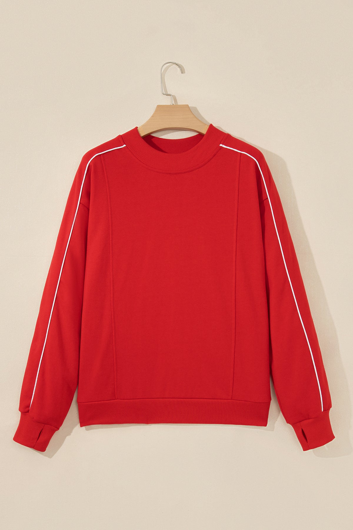 Fiery Red Stand Neck Regular Fit Sweatshirt