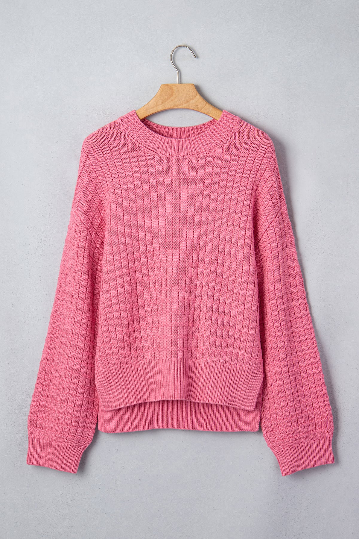 Peach Blossom Drop Shoulder Long Sleeve Knit Sweater