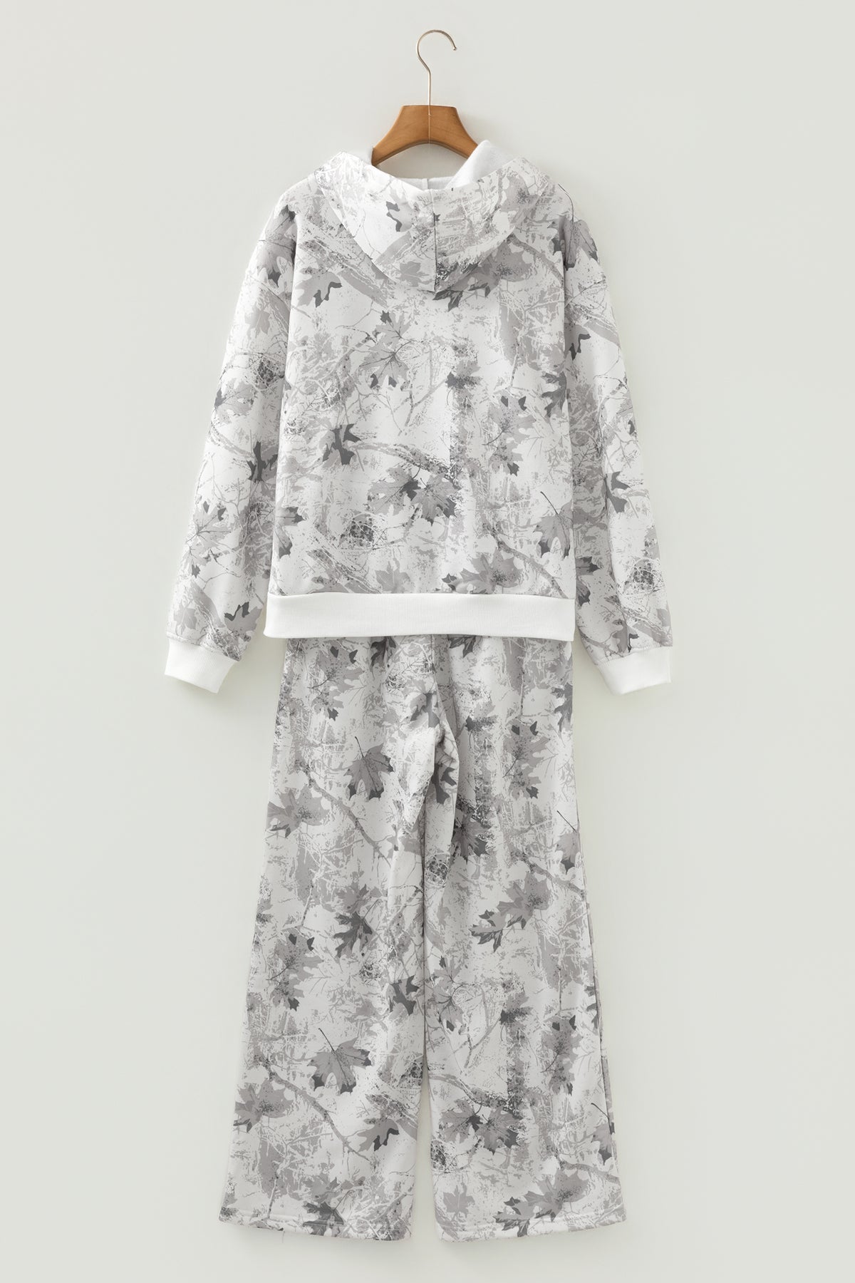 Women's Light Grey Light Woodland Camo Classic Hoodie and Sweatpants Set