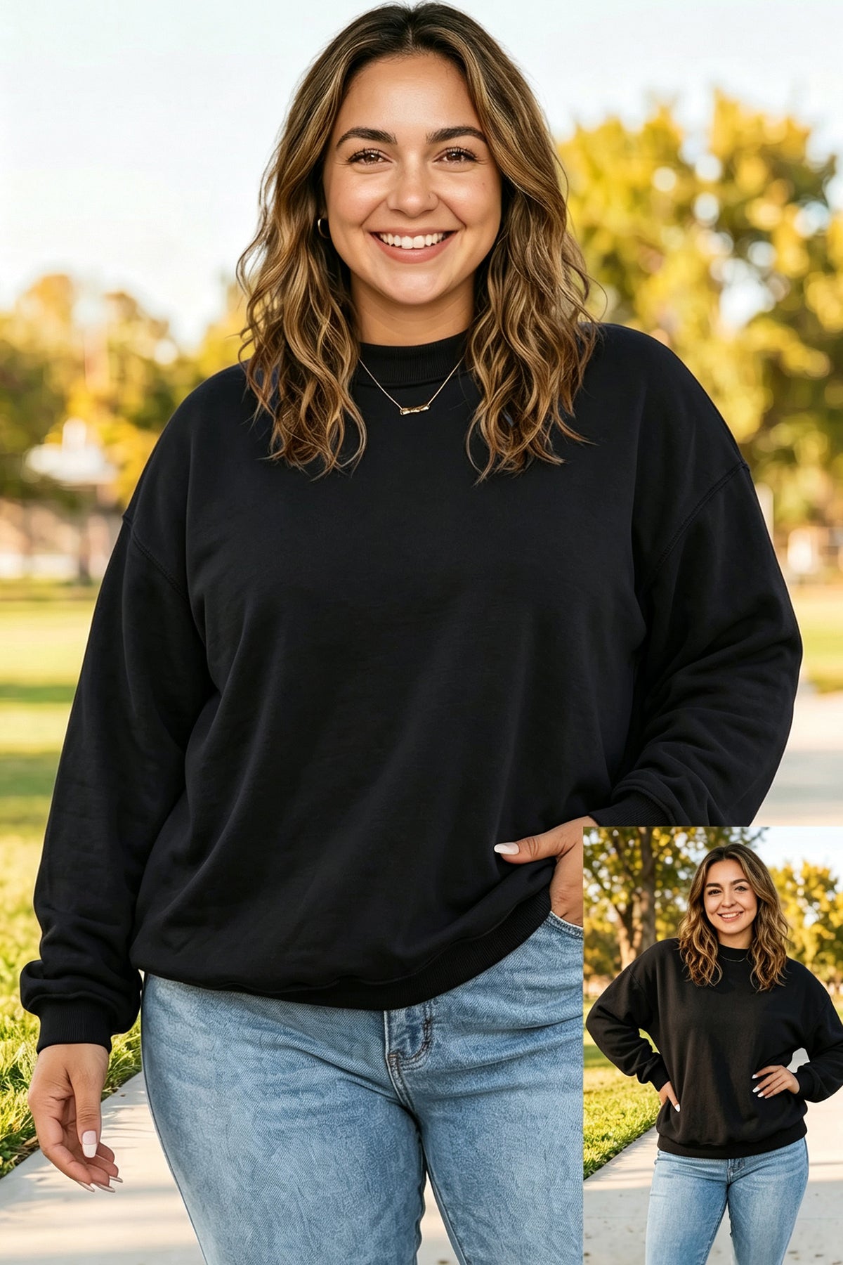 Bright Pink Exposed Seam Detail Reversible Double Wear Plus Size Sweatshirt
