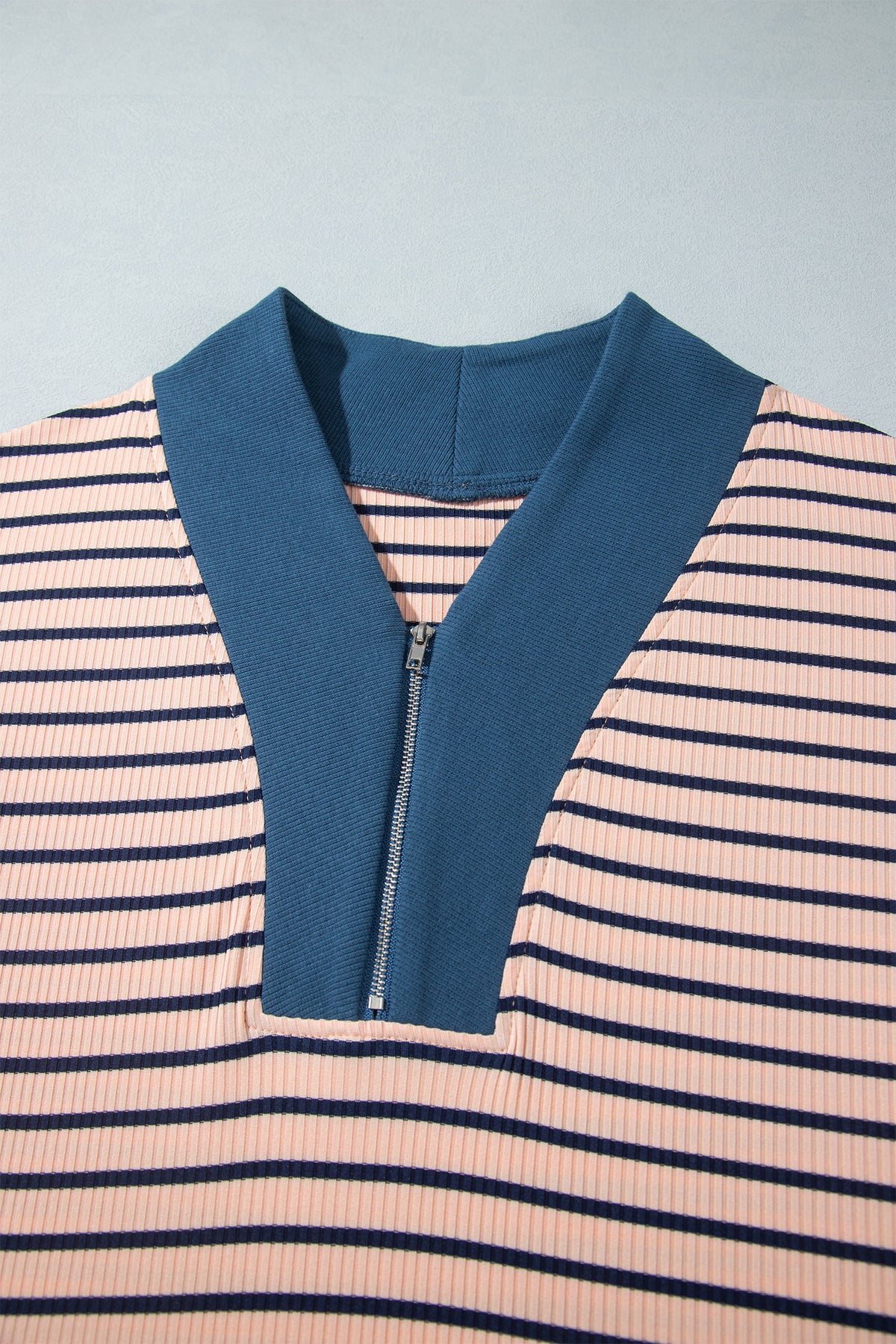 Pink Stripe Striped Color-Block V-Neck Long-Sleeve Plus Size Set