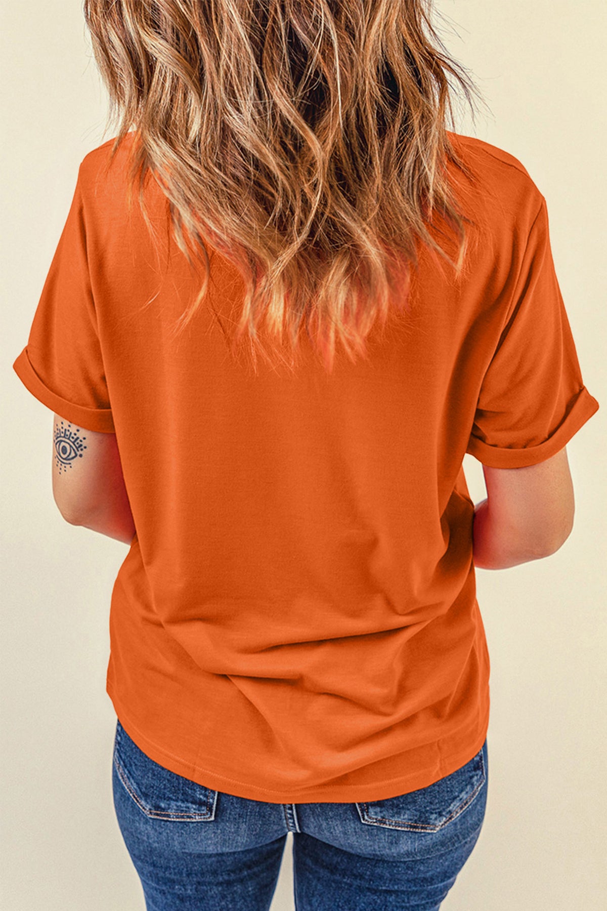 Orange PUMPKIN SEASON Letter Print Relaxed T-Shirt