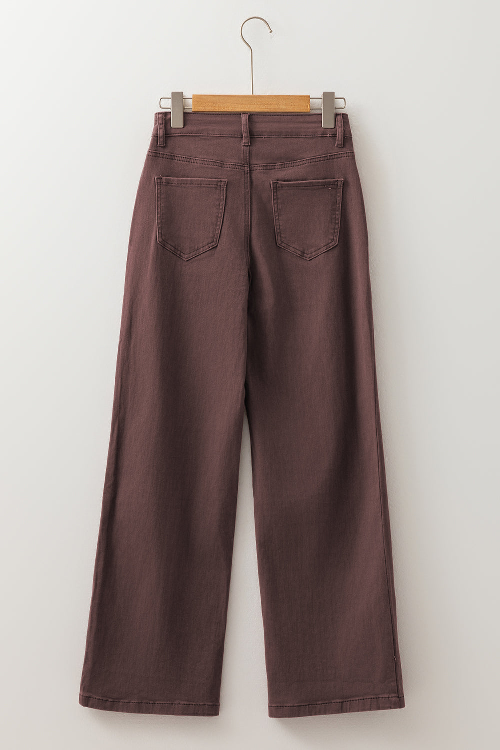 Coffee Loose Straight High Waist Solid Jeans