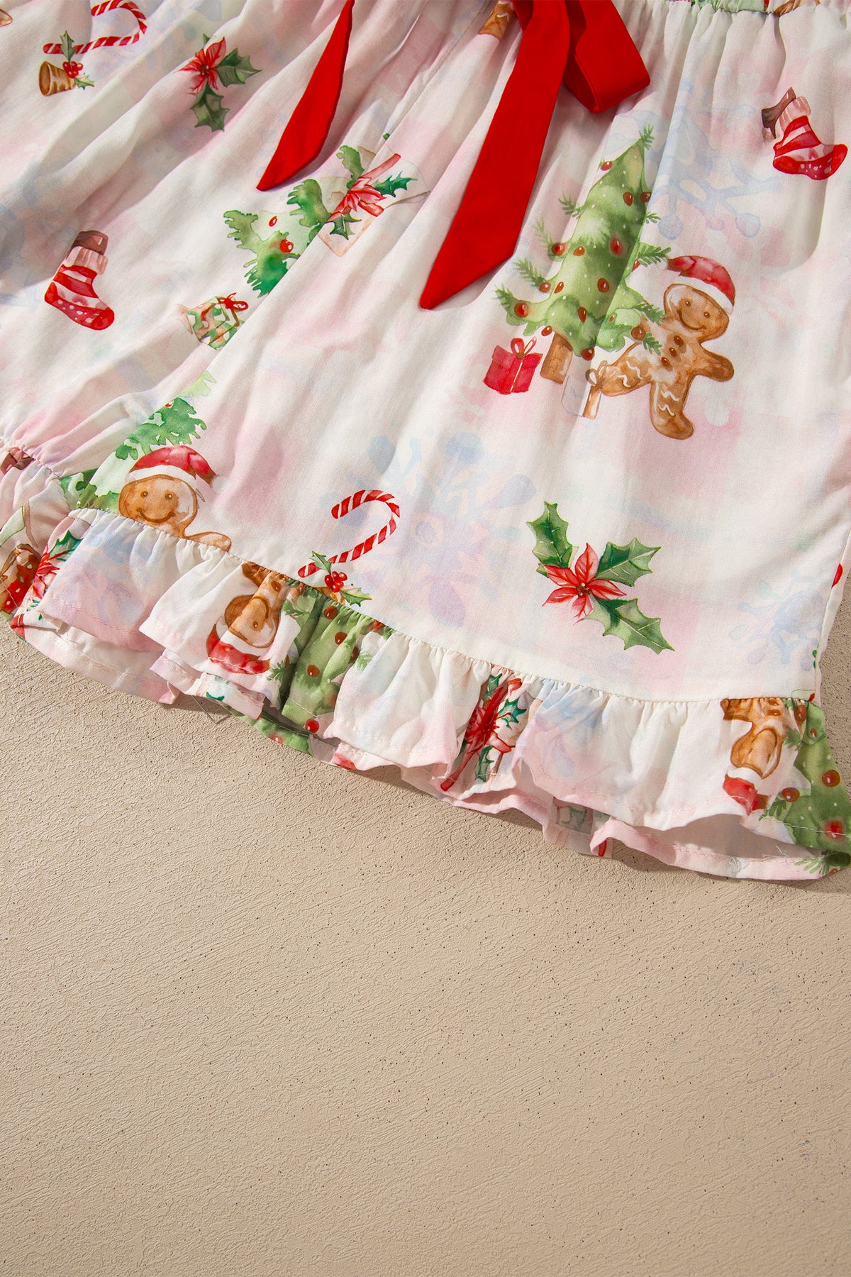 Pink Abstract Christmas Print Long Sleeve Shift Lounge Set