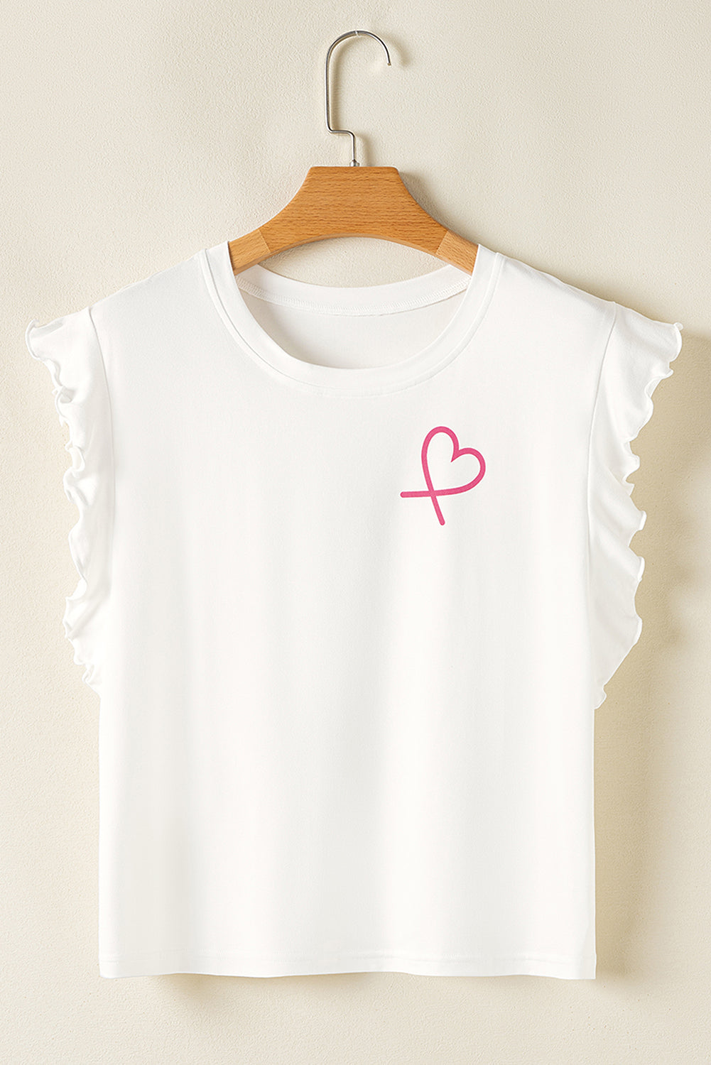 Pink Ruffled Tank Top and Heart Print Pants Lounge Set