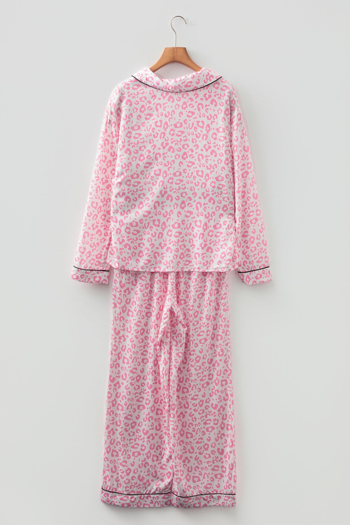 Pink Leopard Print Long Pajama Set